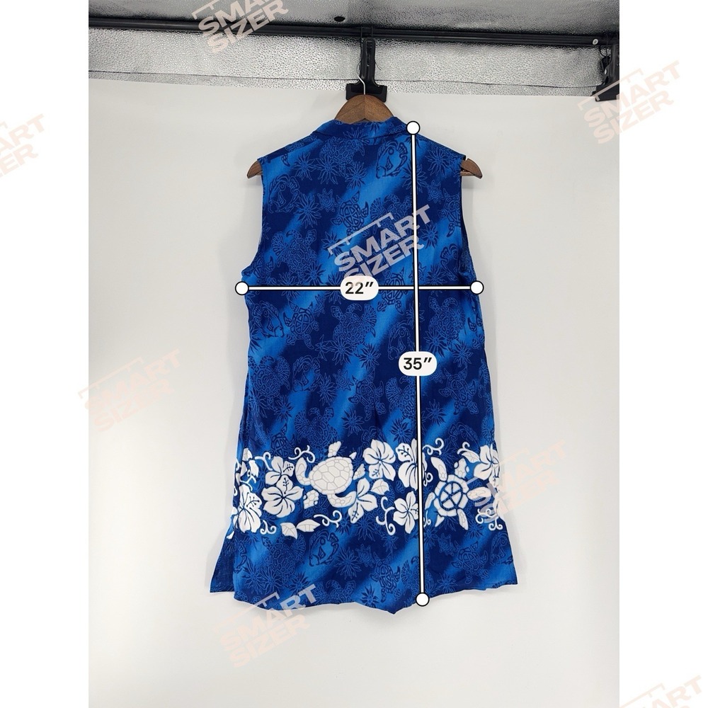 Cabali Floral Blue Sleeveless turtle dress button up tropical resort vacation XL - Picture 3 of 8